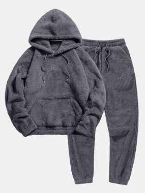 Hoooyi Basic Teddy Hoodie & Teddy Jogger Pants